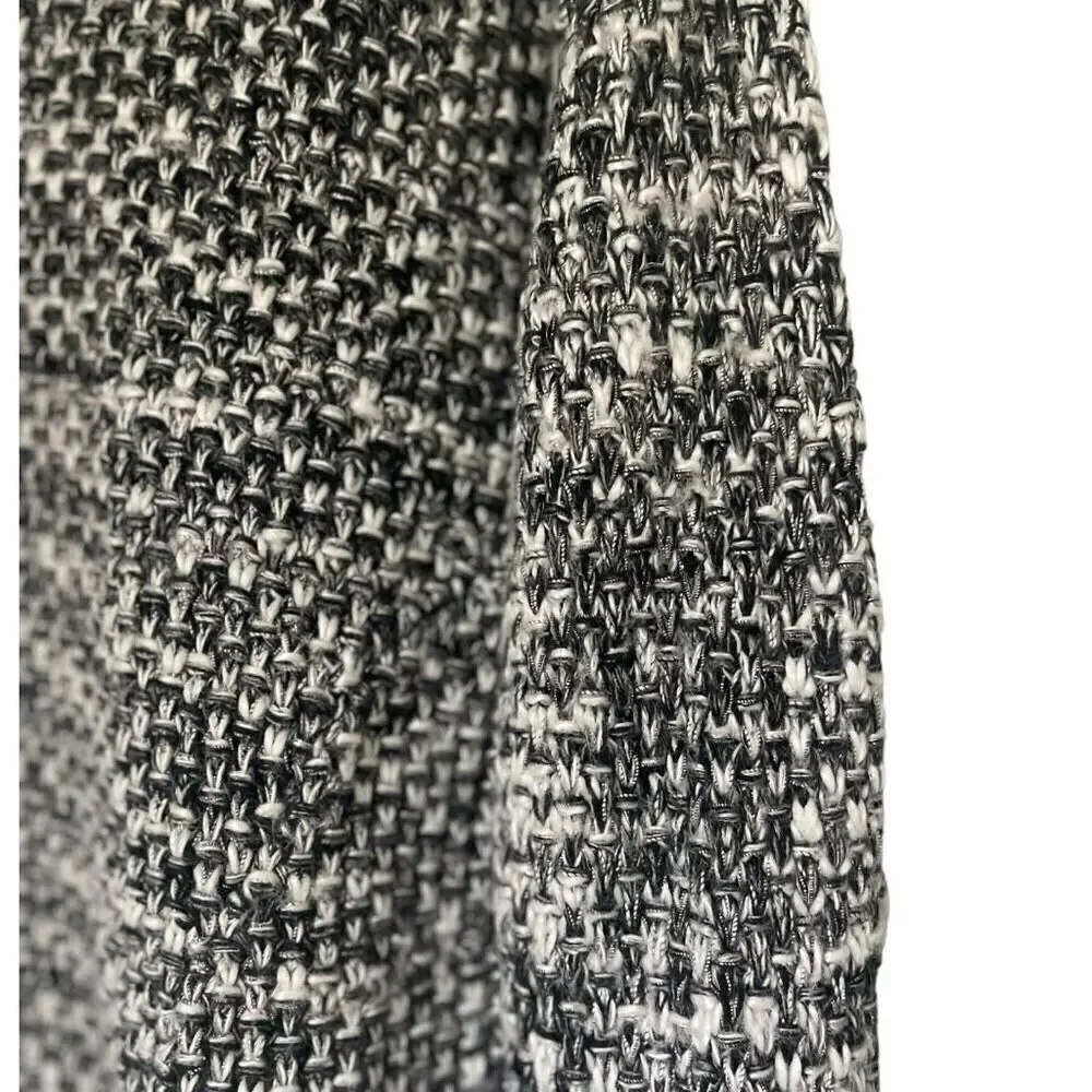 Moth Chunky Knit Cardigan Size Medium Black & White with Silver Metallic Thread